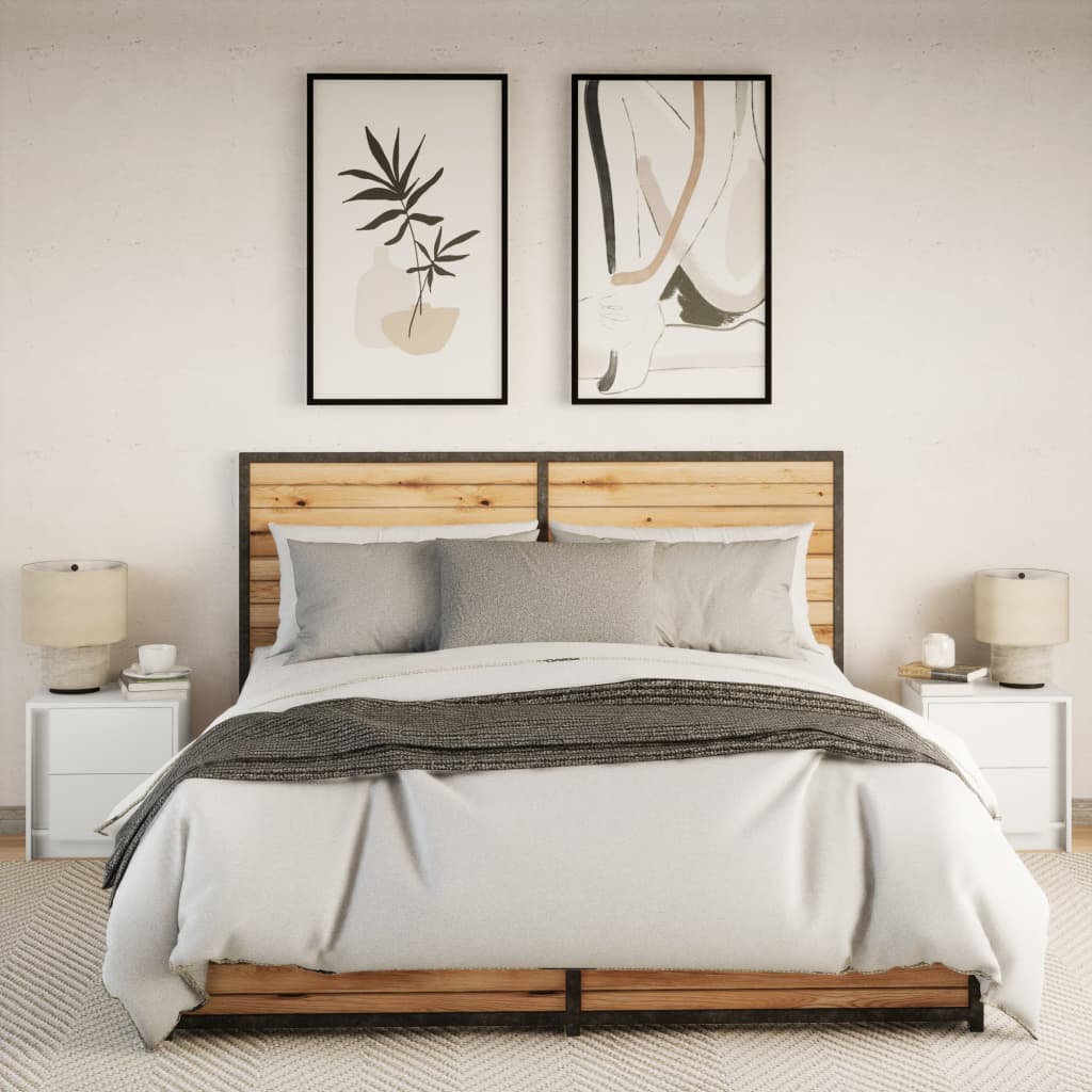 Bedside tables pcs. with led lights engineered wood - white, 2 - number 4.