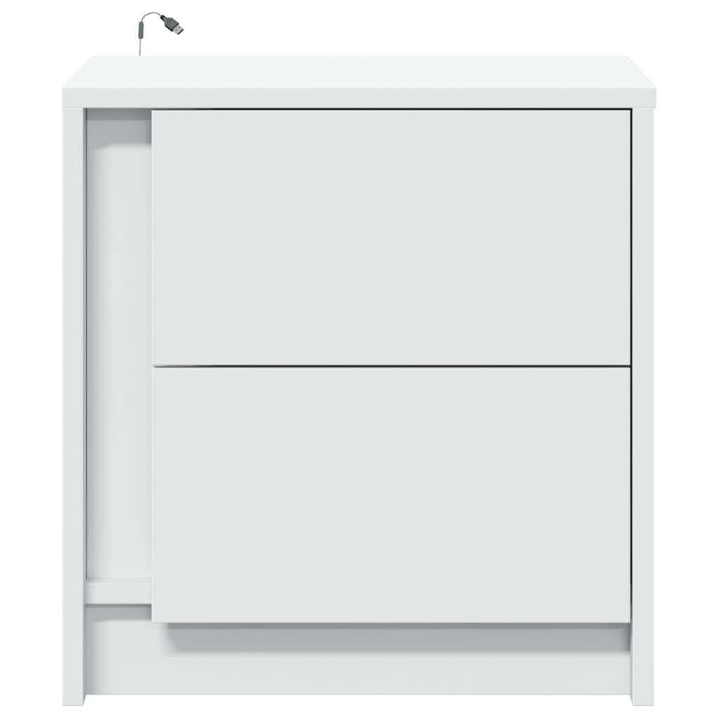 Sengebord med led-lys konstrueret træ - hvid, 1 - number 6.