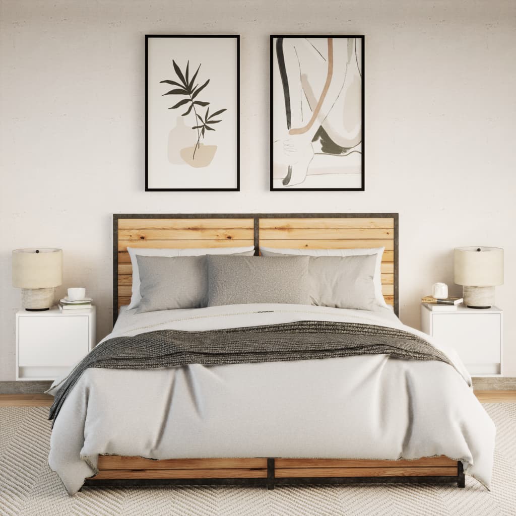 Væghængte sengeborde stk. med led-lys - hvid, 2 - number 4.