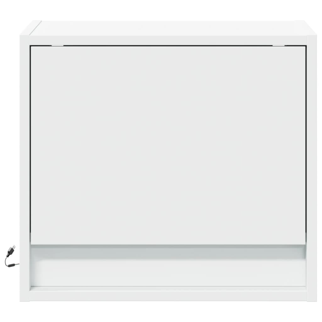 Væghængte sengeborde stk. med led-lys - hvid, 2 - number 6.