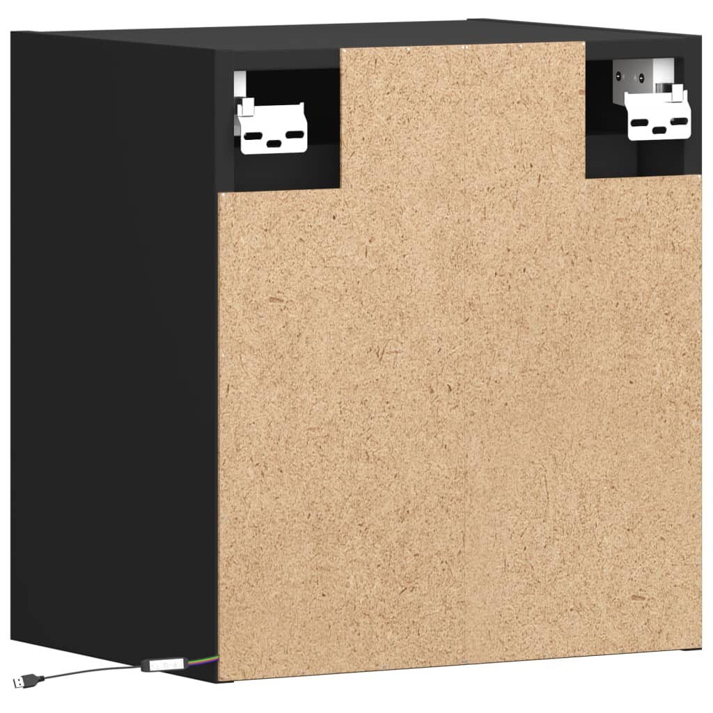 Væghængte tv-borde stk. med led-lys 41x31x45 cm - sort, 2, 41 cm - number 8.