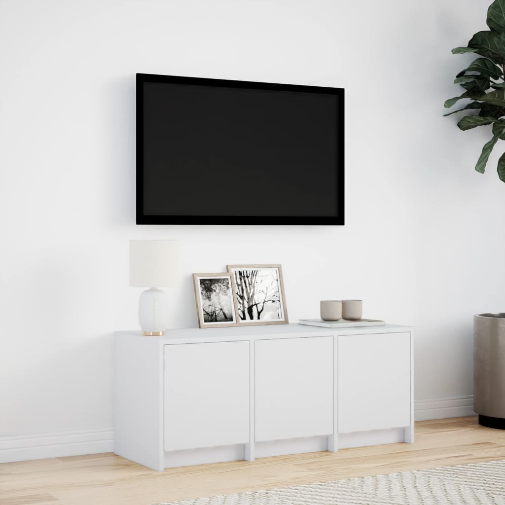 Tv-bord med led-lys 97x34x40 cm konstrueret træ - hvid, 1, 97 cm - number 4.