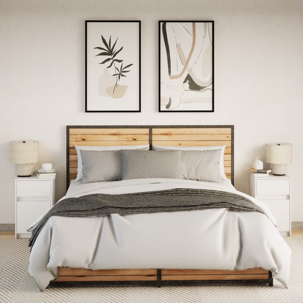 Bedside tables pcs. with led lights engineered wood - white, 2 - number 5.