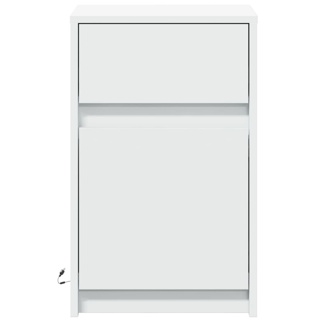 Bedside tables pcs. with led lights engineered wood - white, 2 - number 6.