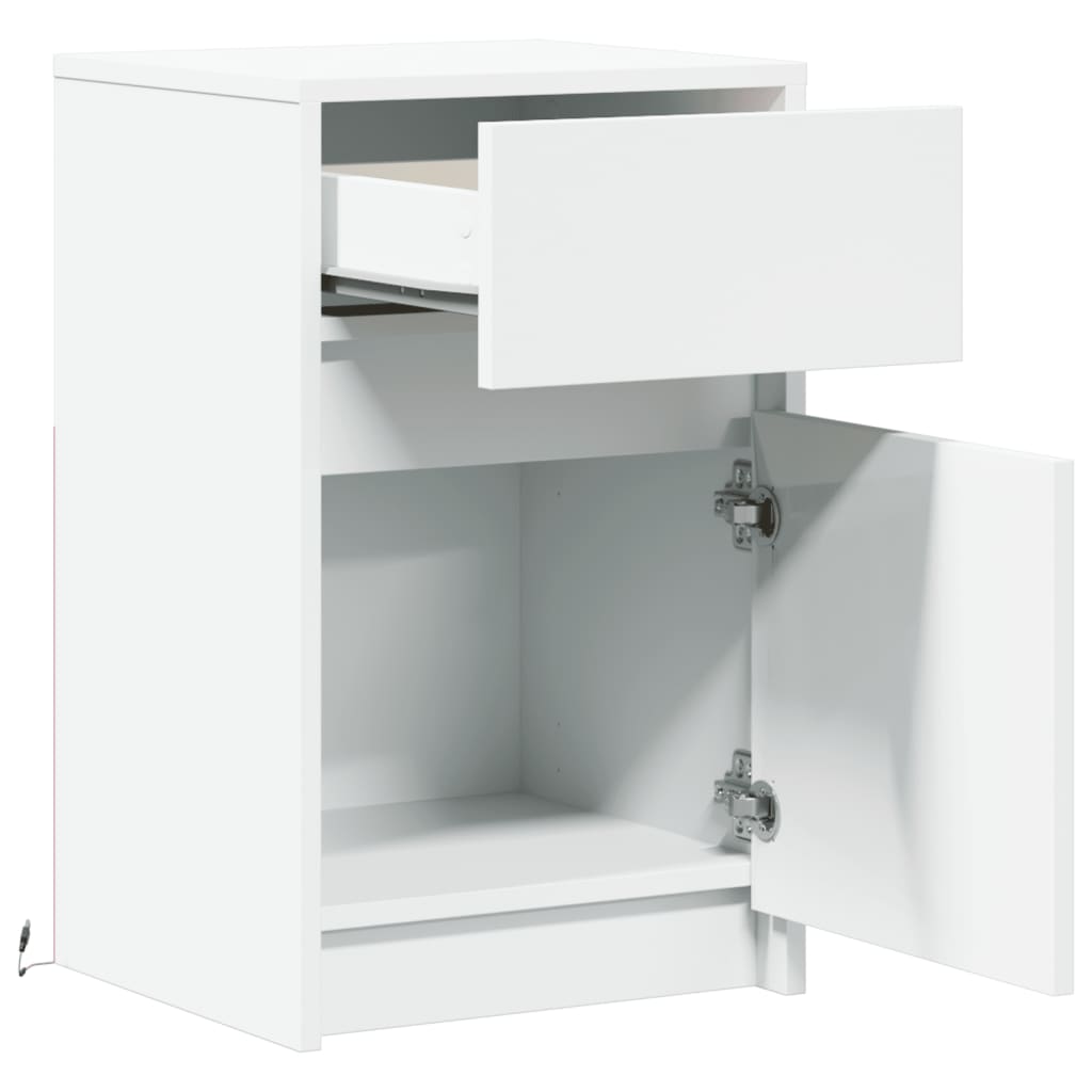 Bedside tables pcs. with led lights engineered wood - white, 2 - number 9.