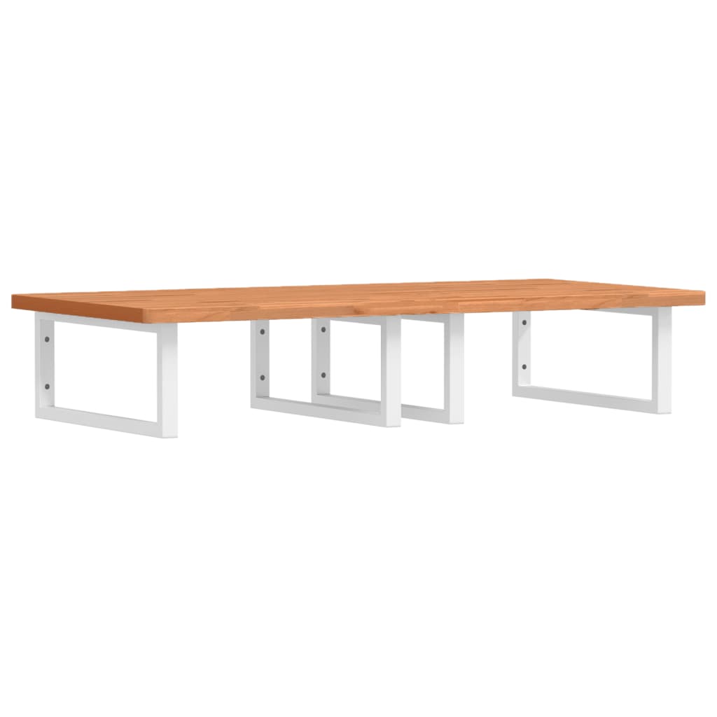 Badeværelseshylde stål og massivt bøgetræ - hvid, 115 x 55 x 2.5 cm, 1, rektangulær - number 2.