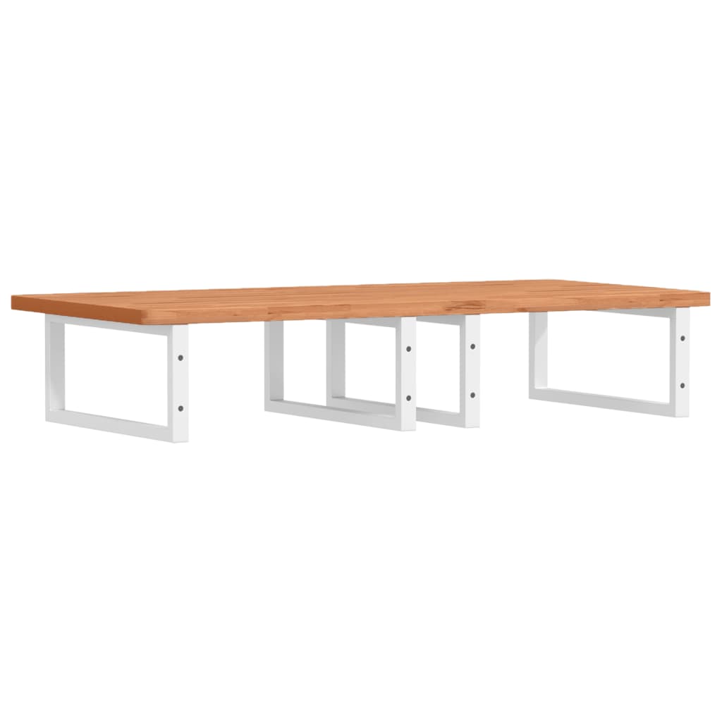 Badeværelseshylde stål og massivt bøgetræ - hvid, 115 x 55 x 2.5 cm, 1, rektangulær - number 6.