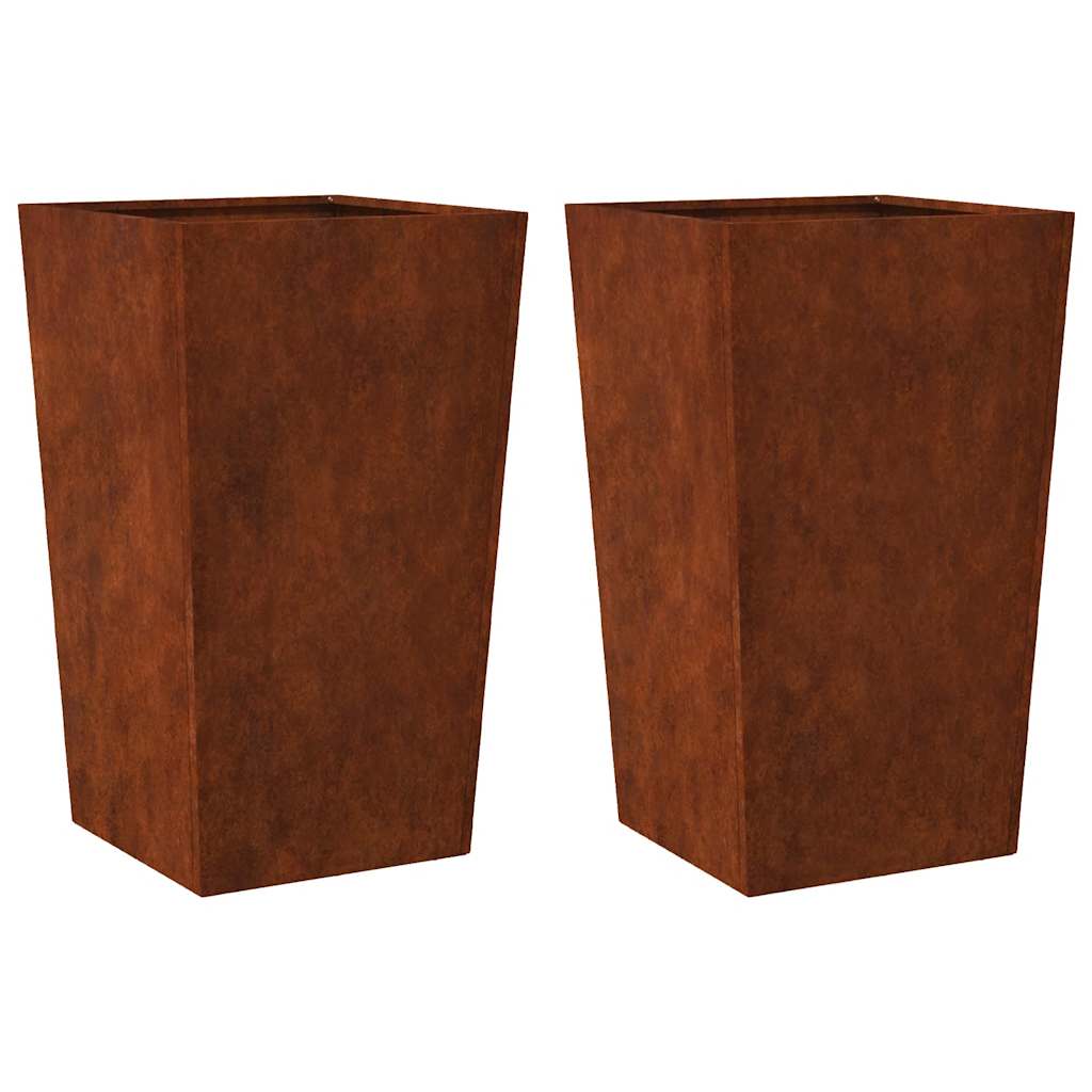 Garden pots pcs weathered steel - weathered steel/brown, 45 x 45 x 75 cm, 2 - number 2.
