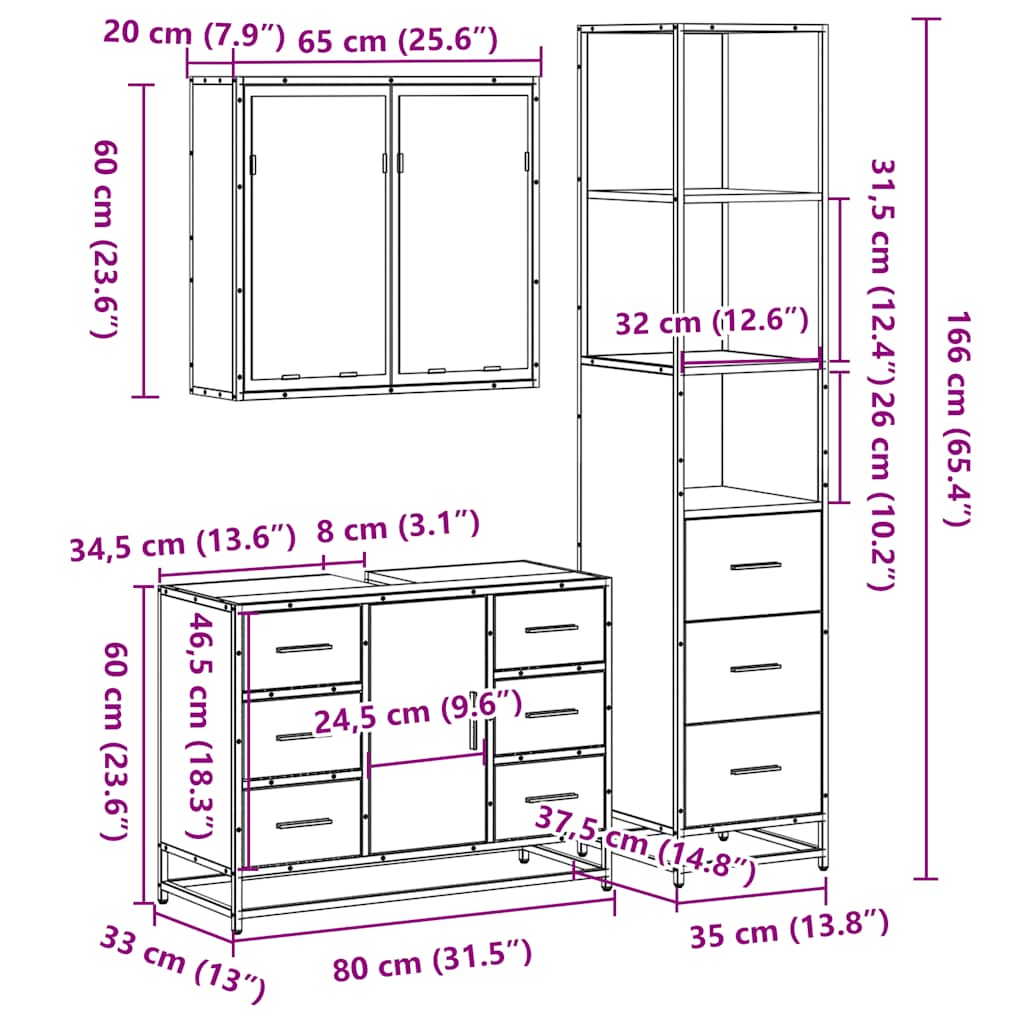 3-delt baderomsmøbelsett, konstruert tre - svart, 1 - number 11.