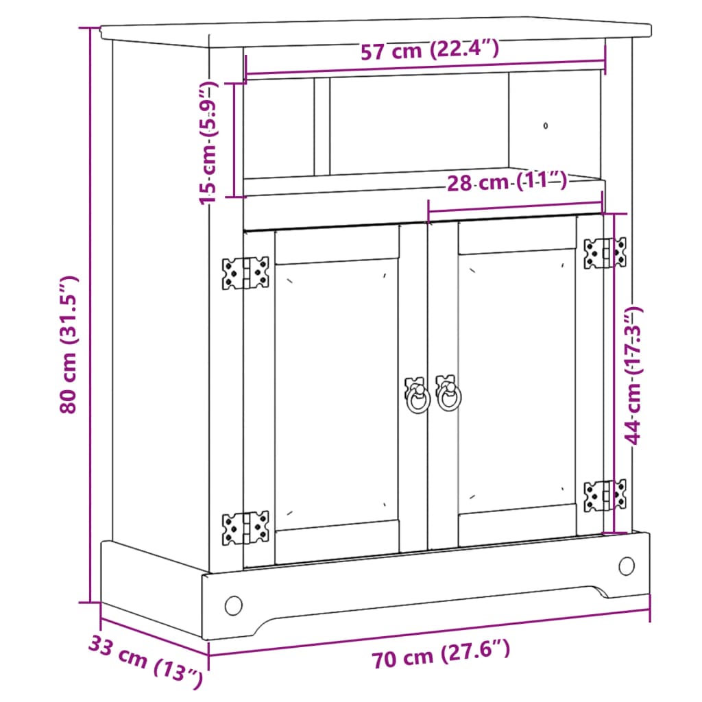 Baderomsskap corona 70x33x80 cm heltre furu - number 10.