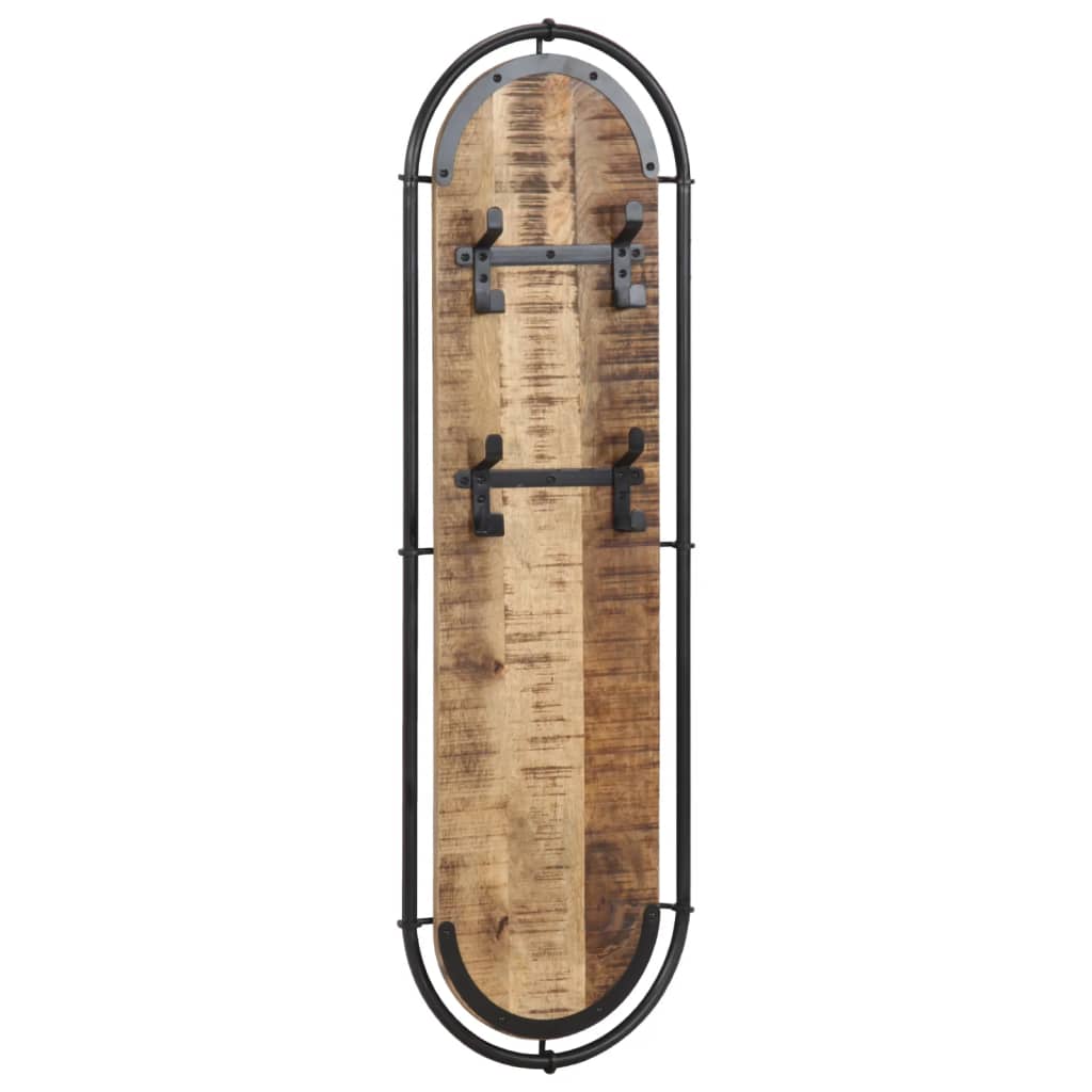 Væghængte knagerækker 2 stk. 4 knager massivt ru mangotræ - number 2.