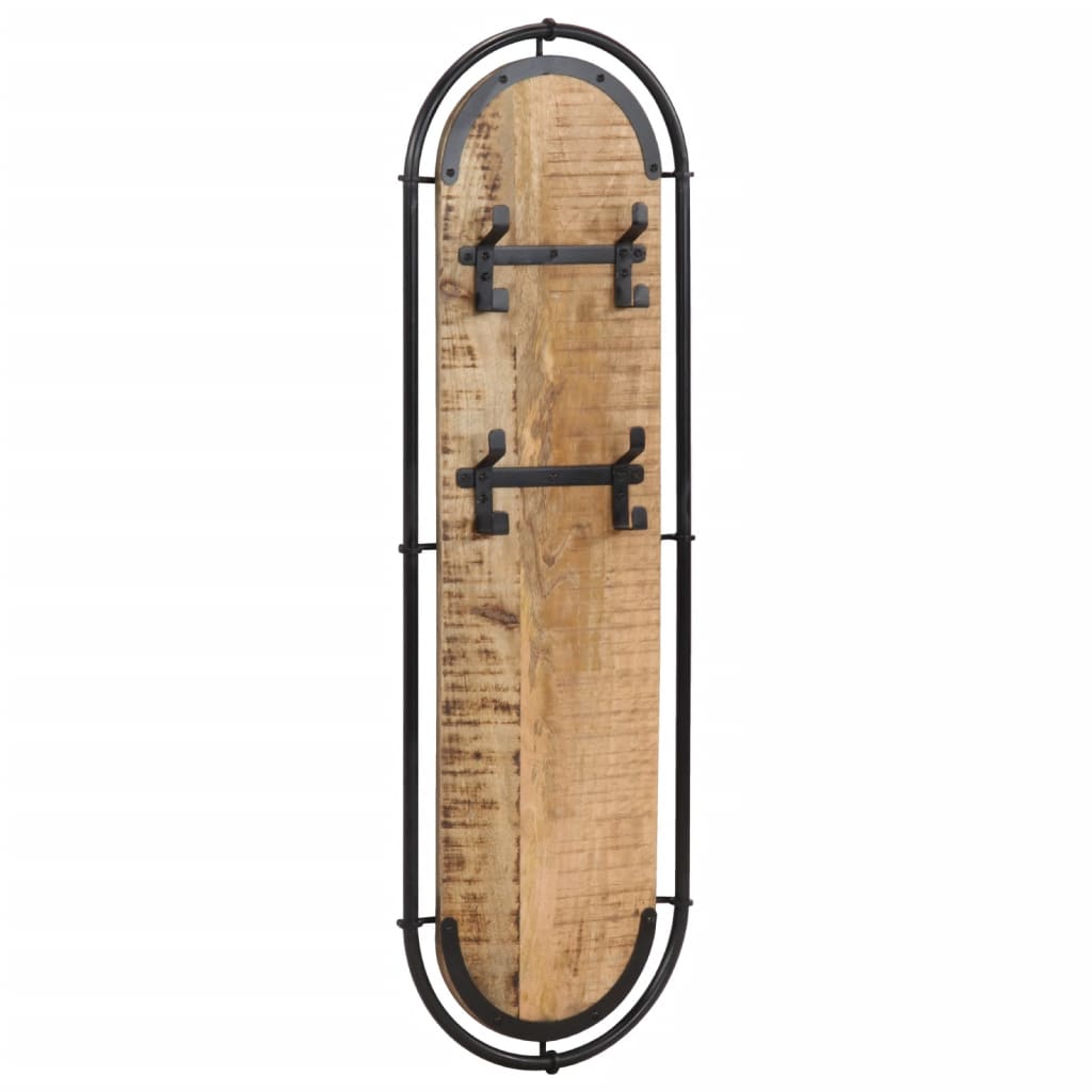 Væghængte knagerækker 2 stk. 4 knager massivt ru mangotræ - number 3.