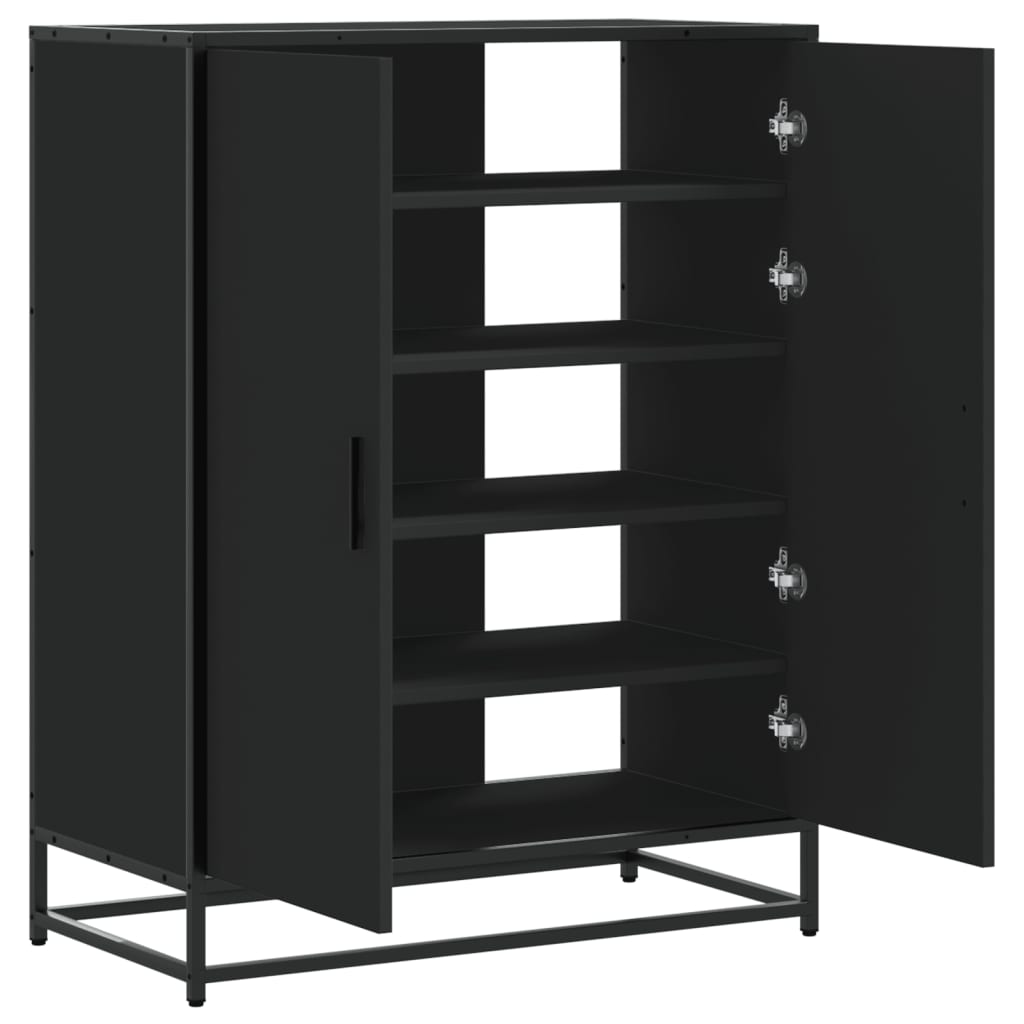 Shoe cabinet 75x38x97.5 cm engineered wood and metal - black, 1 - number 7.