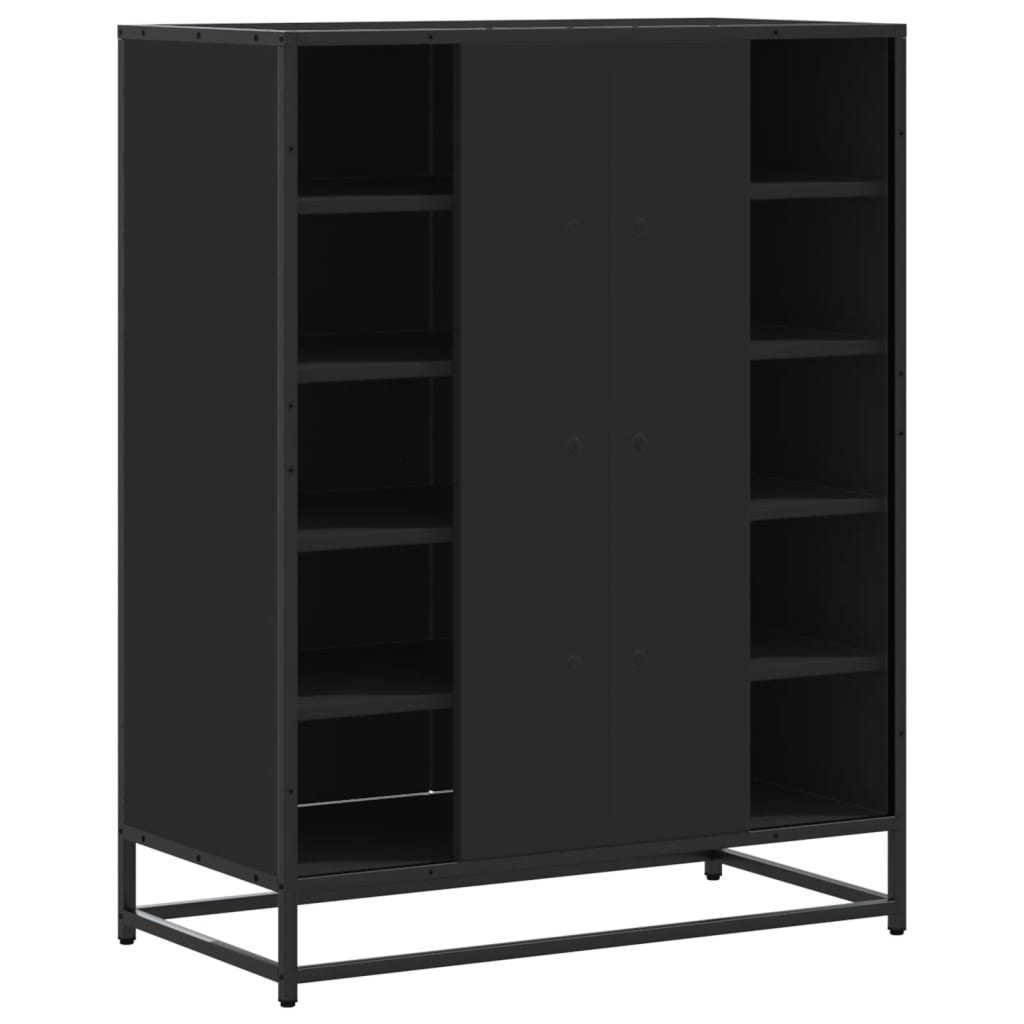 Shoe cabinet 75x38x97.5 cm engineered wood and metal - black, 1 - number 6.