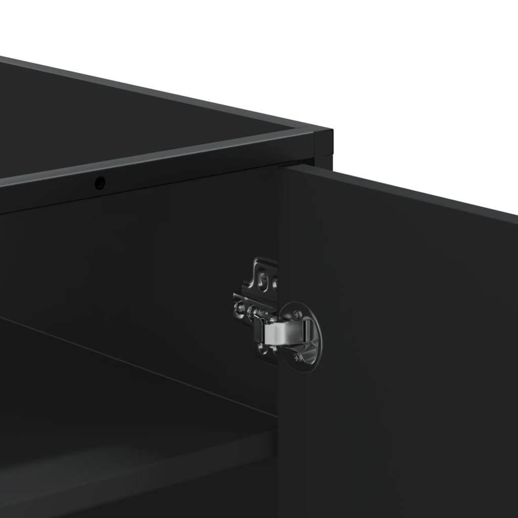 Shoe cabinet 75x38x97.5 cm engineered wood and metal - black, 1 - number 8.