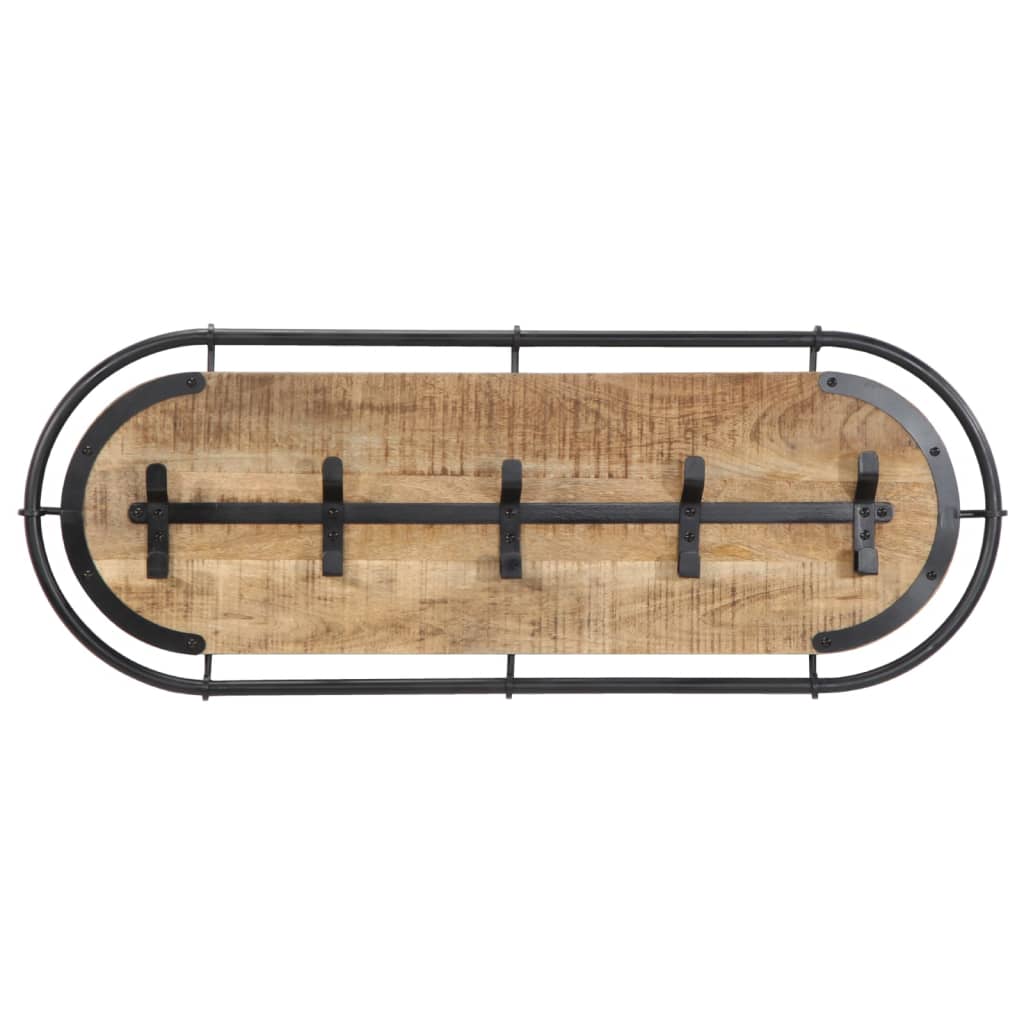 Væghængt knagerække 5 knager massivt ru mangotræ - number 4.