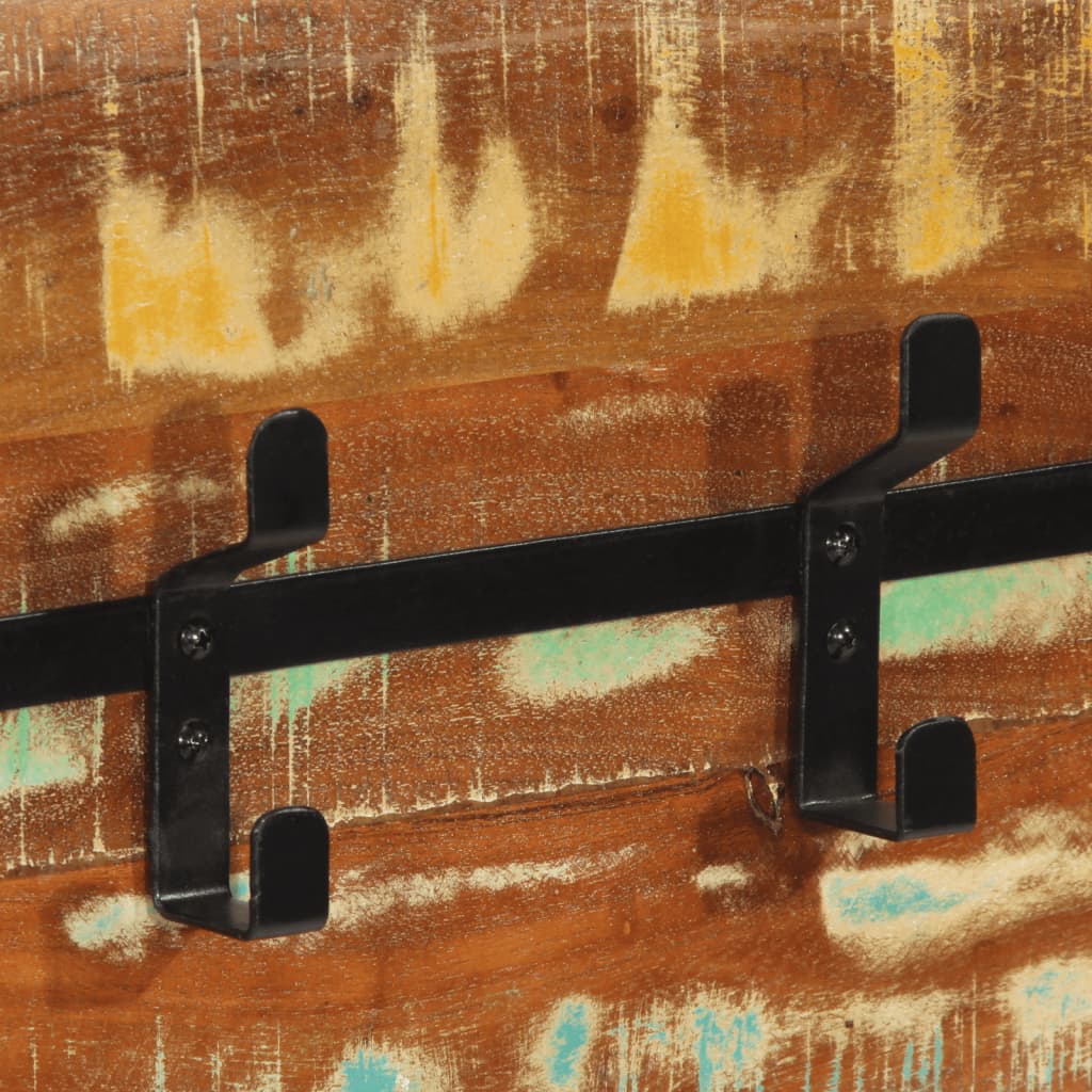 Portemanteau mural 5 crochets en bois massif recyclé - number 7.