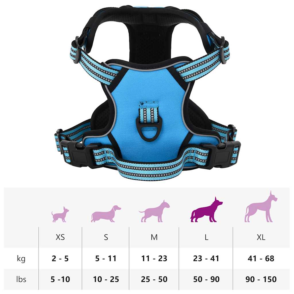 Harnais pour chien avec bandes réfléchissantes, taille réglable - bleu, l - number 10.