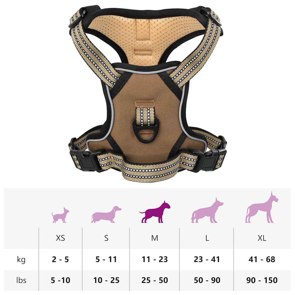 Harnais pour chien avec bandes réfléchissantes, taille réglable - marron, m - number 10.