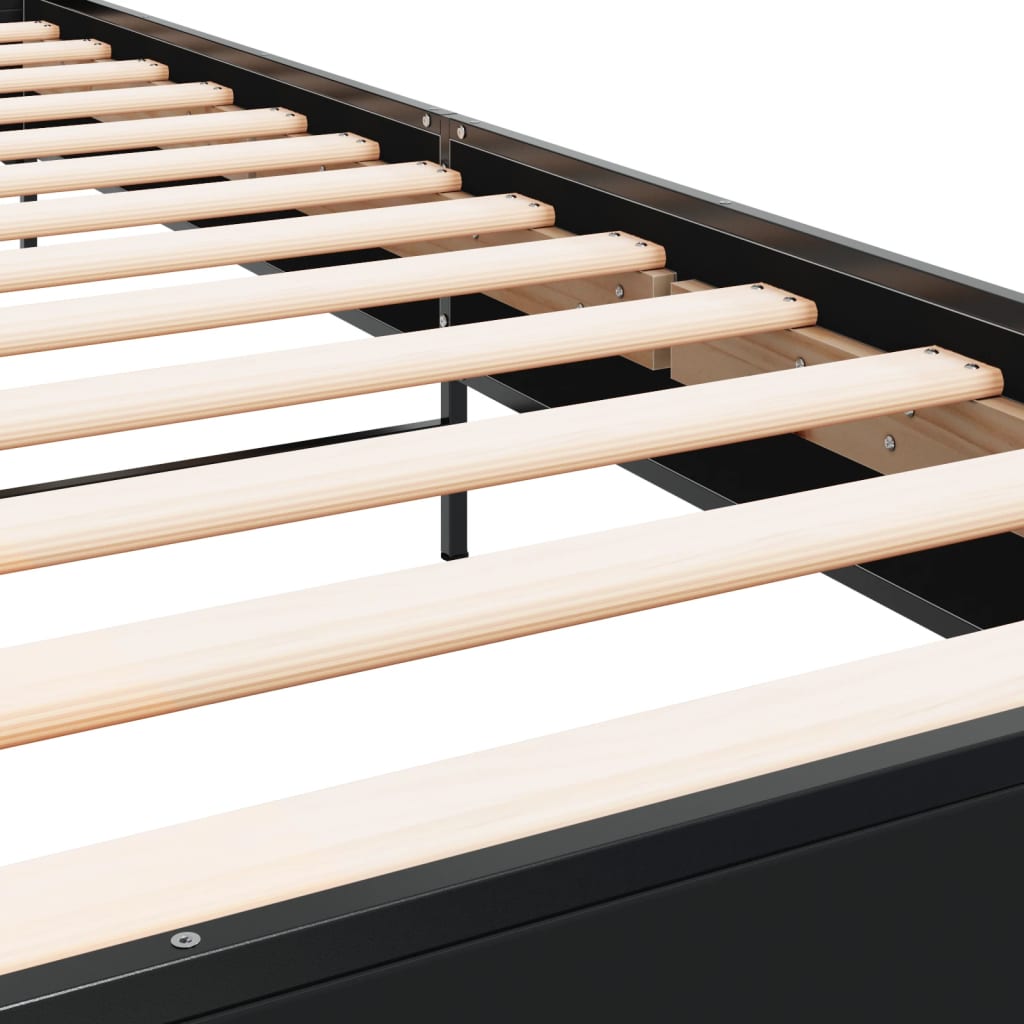 Rama łóżka wykonana z drewna i metalu - czarna, 90 x 200 cm - number 7.