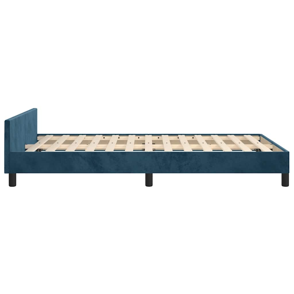 Bed frame without mattress velvet - dark blue, 120 x 190 cm, vertical stripes - number 7.