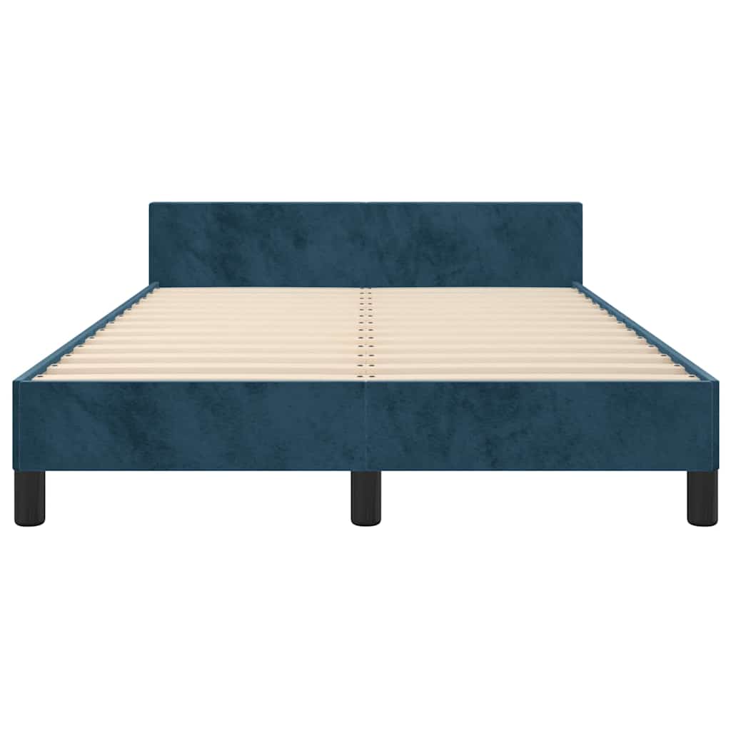Bed frame without mattress velvet - dark blue, 120 x 190 cm, vertical stripes - number 6.