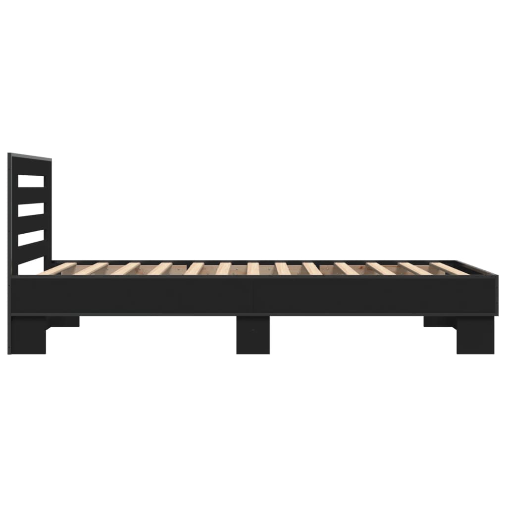 Bed frame constructed wood and metal - black, 90 x 200 cm - number 5.