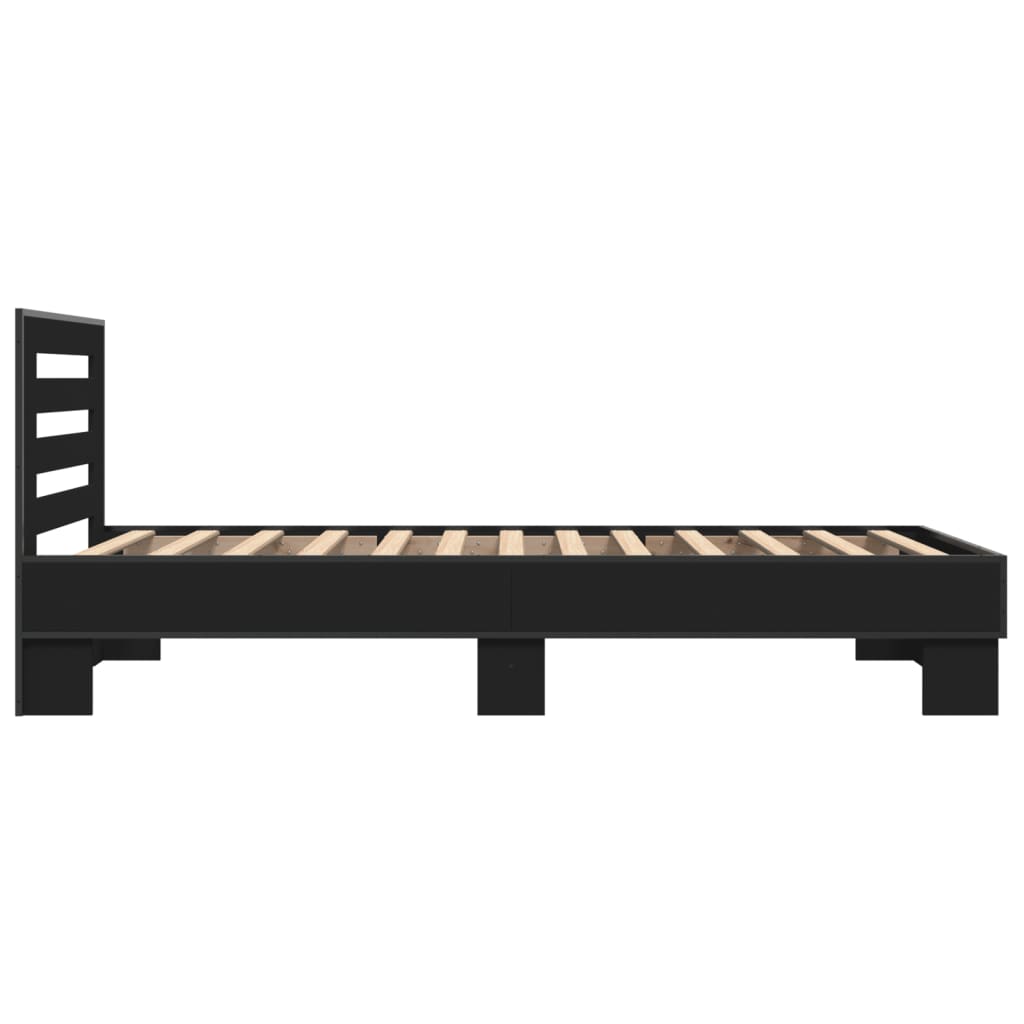 Bed frame engineered wood and metal - brown oak, 90 x 200 cm - number 5.
