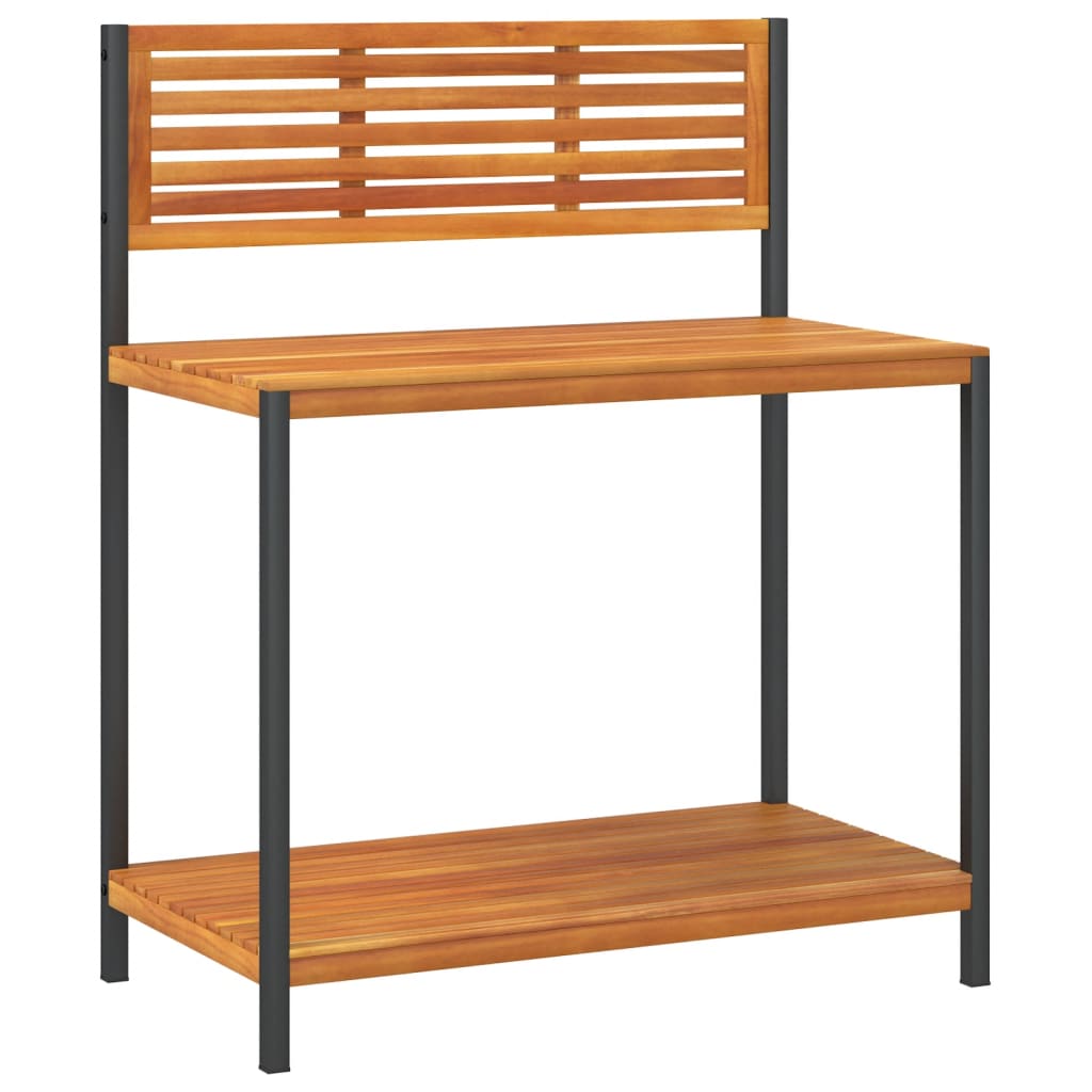 Plant table 90x50x110 cm solid acacia wood and steel - number 2.