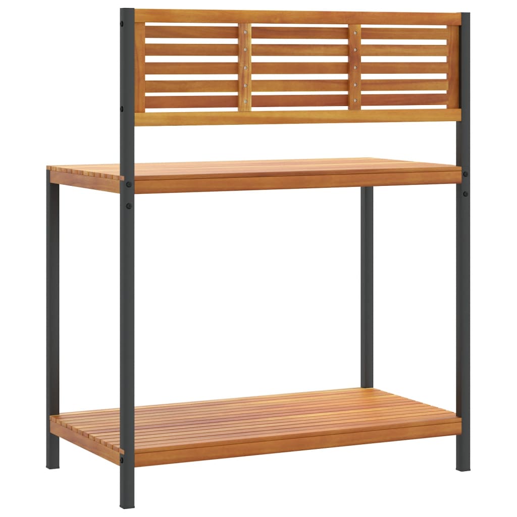 Plant table 90x50x110 cm solid acacia wood and steel - number 6.