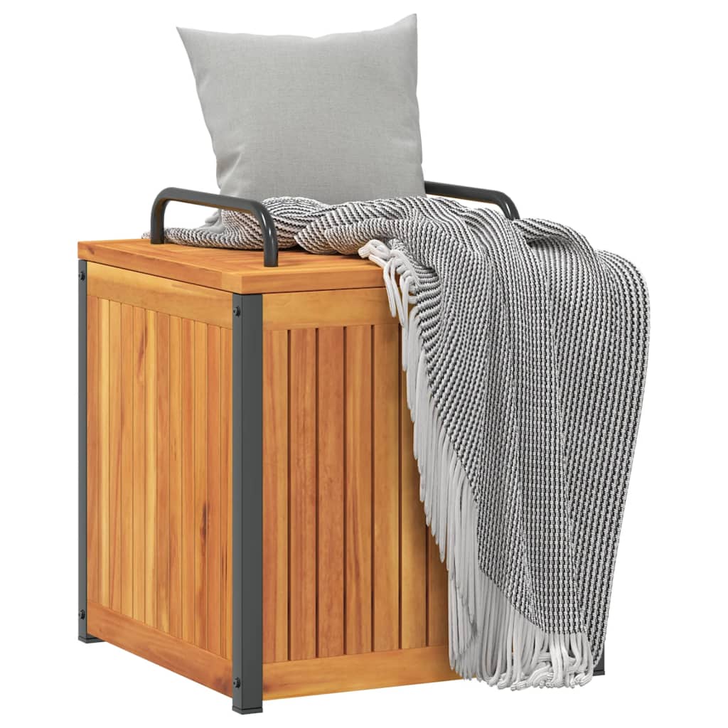 Udendørs hyndeboks massivt akacietræ og stål - 45 x 45 x 45/53 cm - number 4.