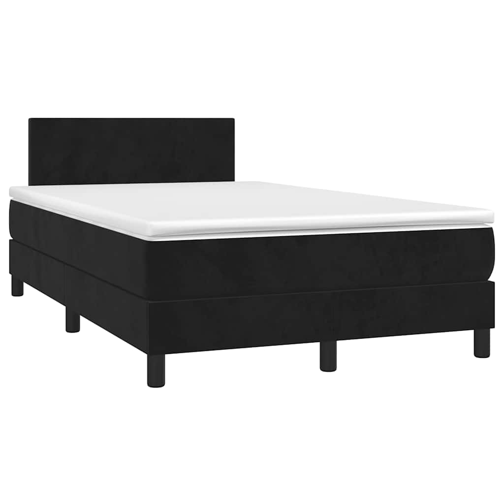 Continental bed with mattress and led light velor - black, 120 x 190 cm, with uniform pattern - number 1.