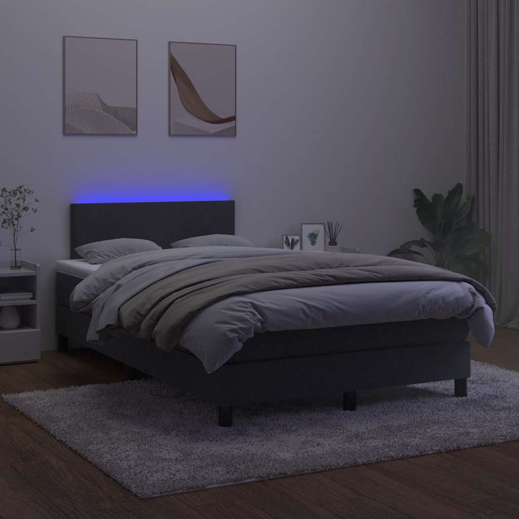 Continental bed with mattress and led light velor - black, 120 x 190 cm, with uniform pattern - number 4.