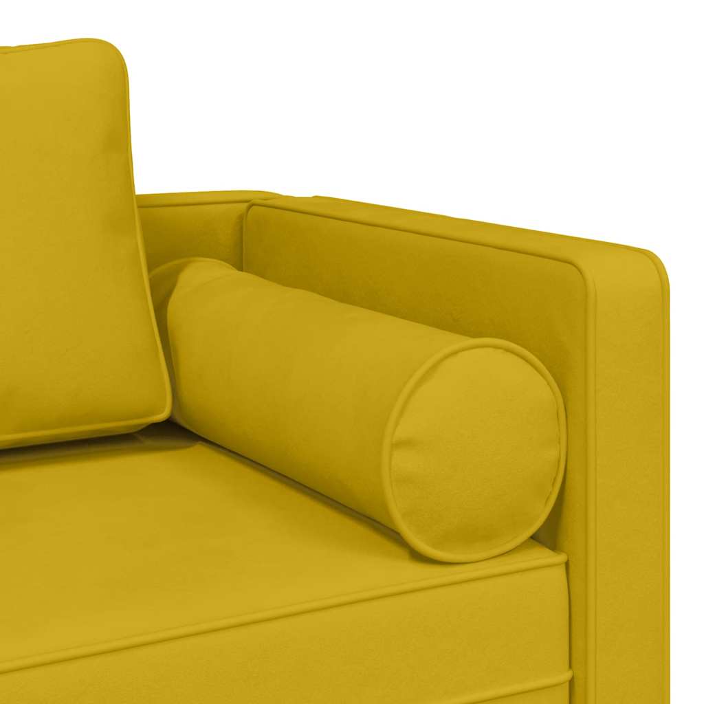 Chaiselong med hynder fløjl - gul, 1 - number 6.