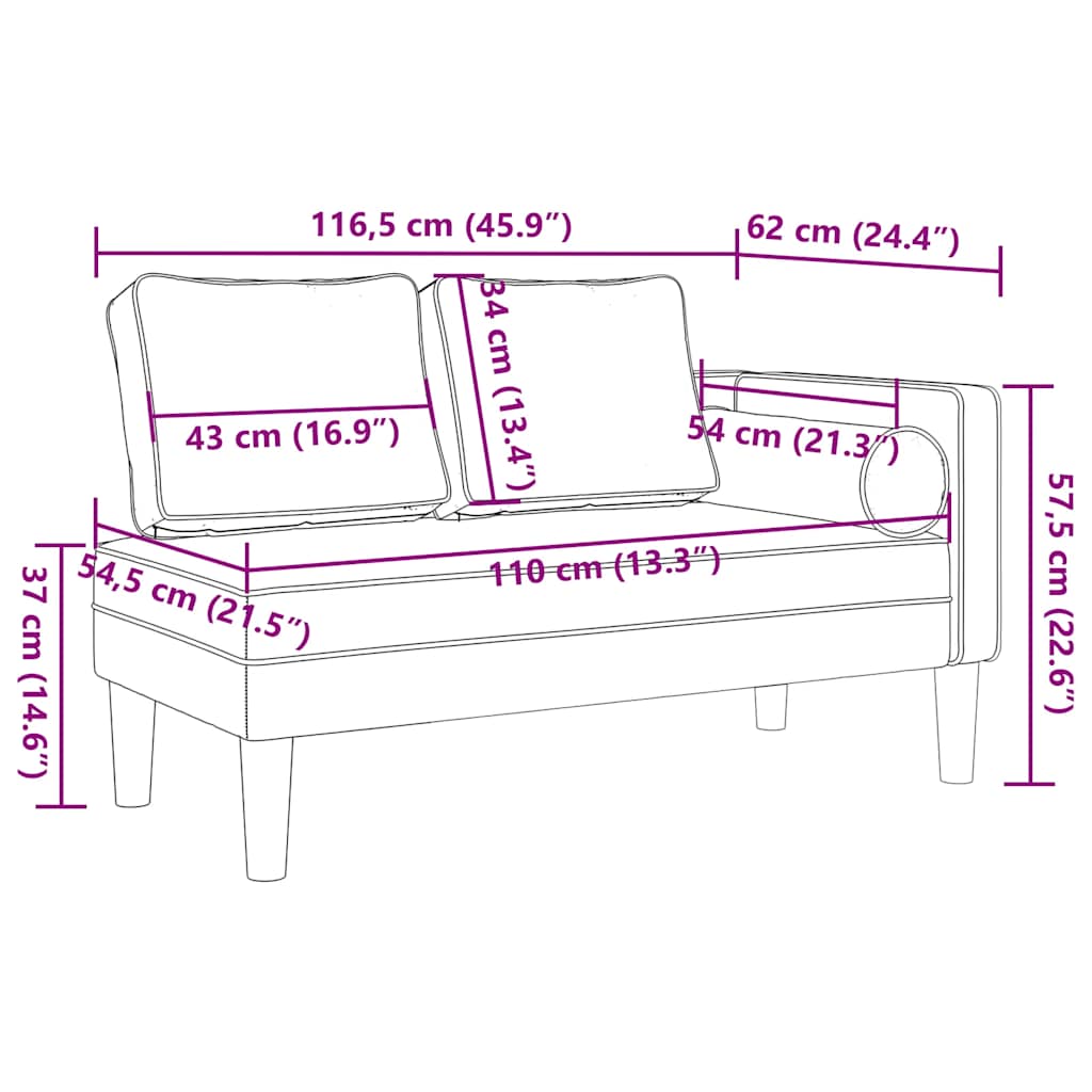 Chaiselong med hynder fløjl - gul, 1 - number 8.
