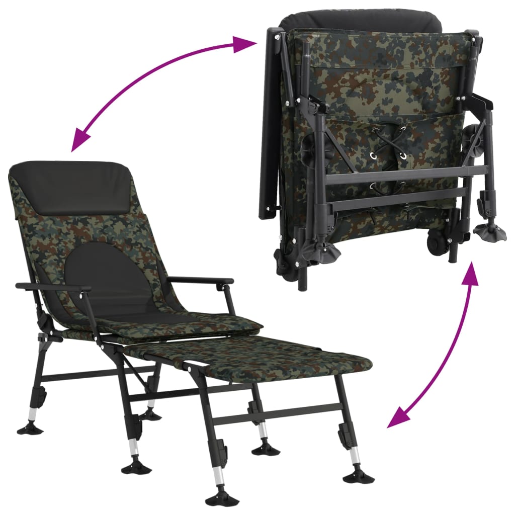 Fiskestol med justerbare fødder foldbar camouflage - number 7.
