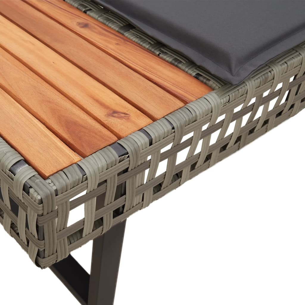 Dijelovi vrtne garniture s jastucima poliratan i staklo - sivi, nepodesiva ploča stola, 2 - number 6.