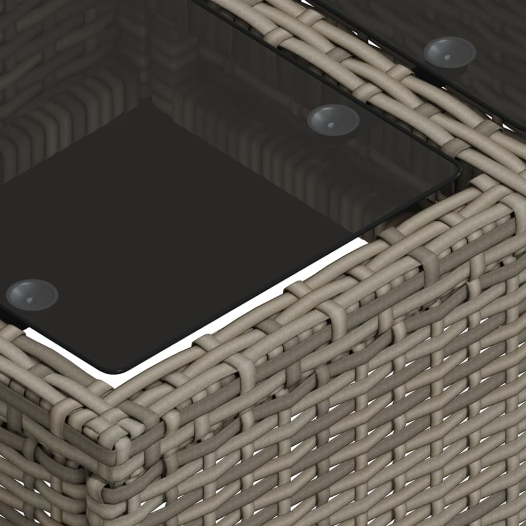 Dijelovi vrtne garniture s jastucima poliratan i staklo - sivi, nepodesiva ploča stola, 2 - number 5.