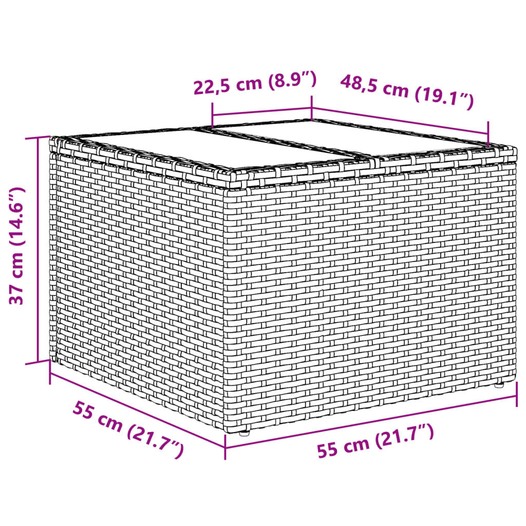 Dijelovi vrtne garniture s jastucima poliratan i staklo - sivi, nepodesiva ploča stola, 2 - number 8.