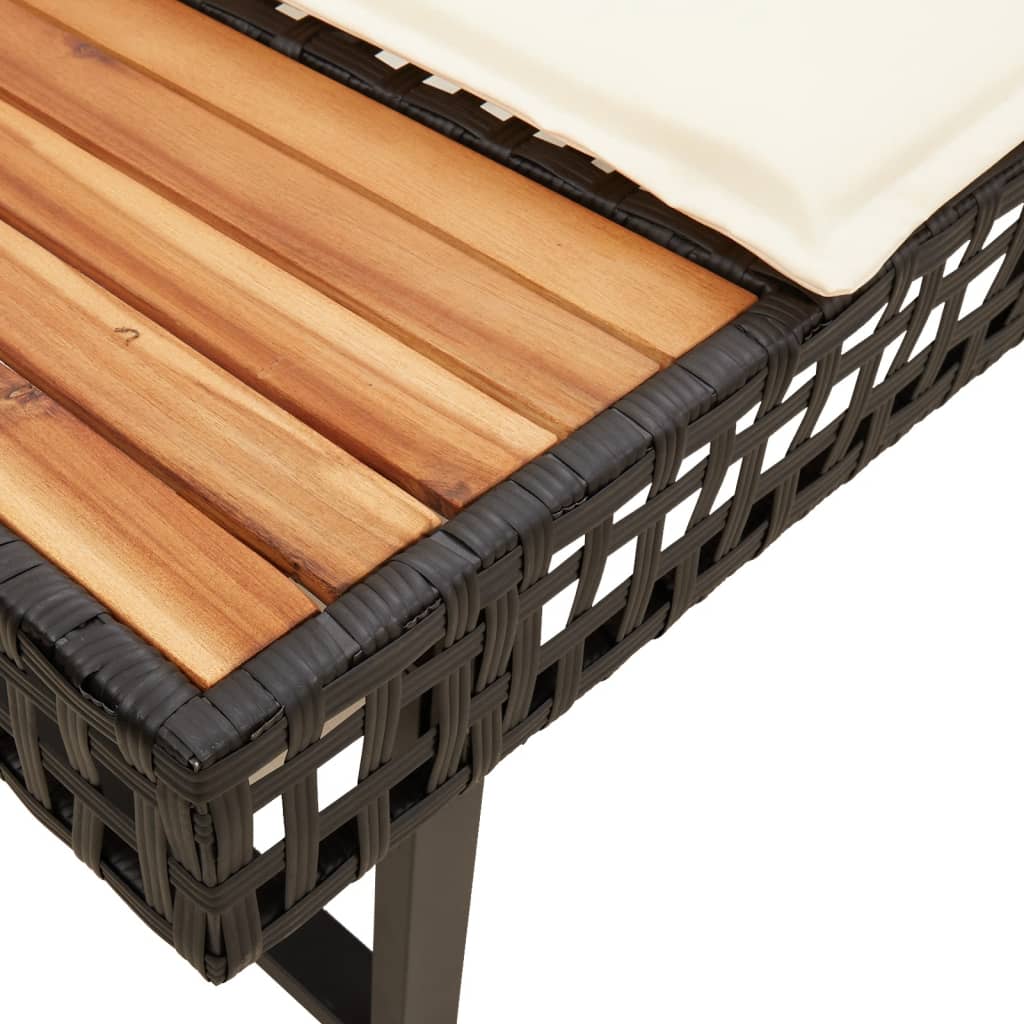 Vrtna garnitura 5 komada s jastucima od poliratana i bagremovog drveta - crna, nepodesiva ploča stola, 2 - number 6.