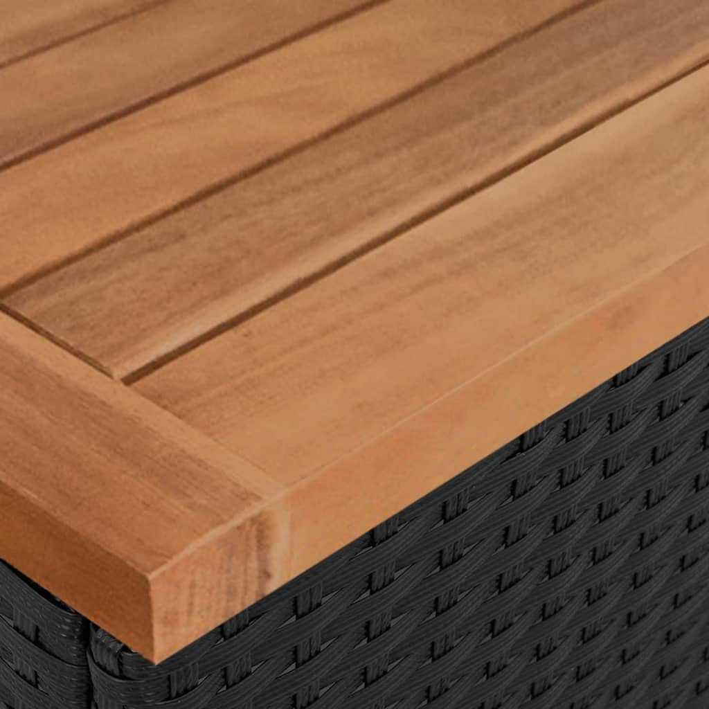 Vrtna garnitura 5 komada s jastucima od poliratana i bagremovog drveta - crna, nepodesiva ploča stola, 2 - number 5.