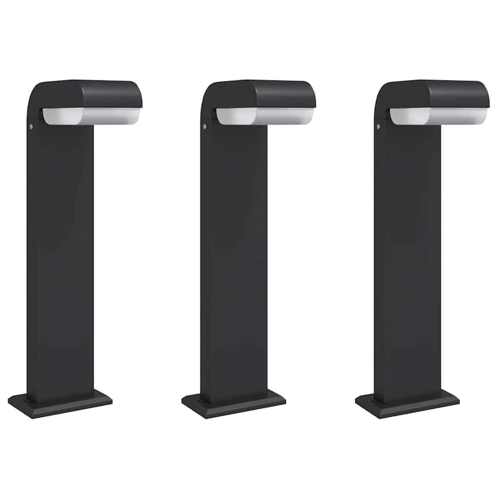 Udendørs standerlamper 3 stk. trykstøbt aluminium sort - 50 cm, 1, x - number 2.