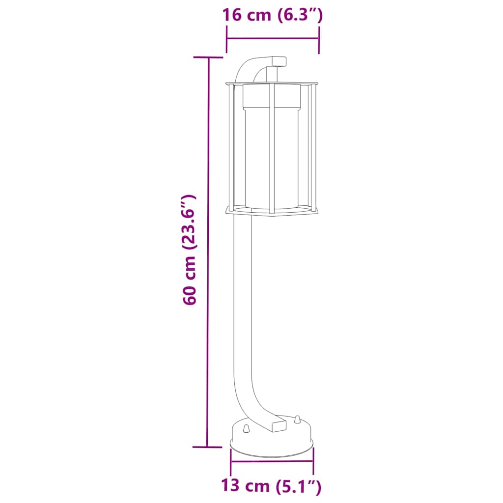 Lampadaire d'extérieur pc. acier inoxydable noir - 60 cm, 3, 1 - number 7.