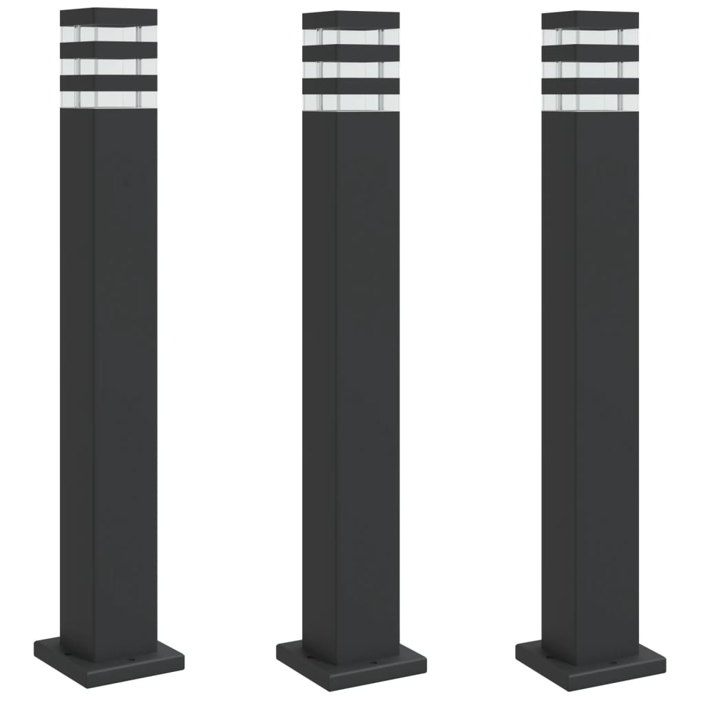 Lampadaires d'extérieur 3 pcs. 80 cm aluminium noir - number 2.