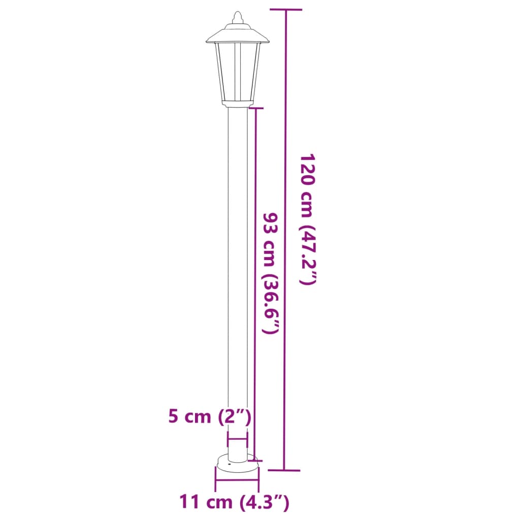 Lampadaires d'extérieur pcs. acier inoxydable - noir, 120 cm, 3, 1 - number 7.