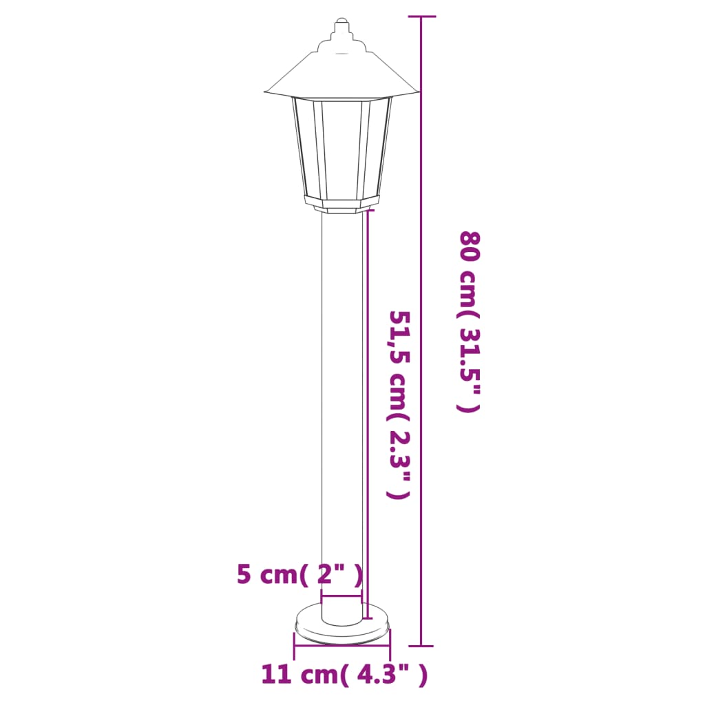 Lampadaire d'extérieur pc. acier inoxydable - noir, 80 cm, 3, 1 - number 7.