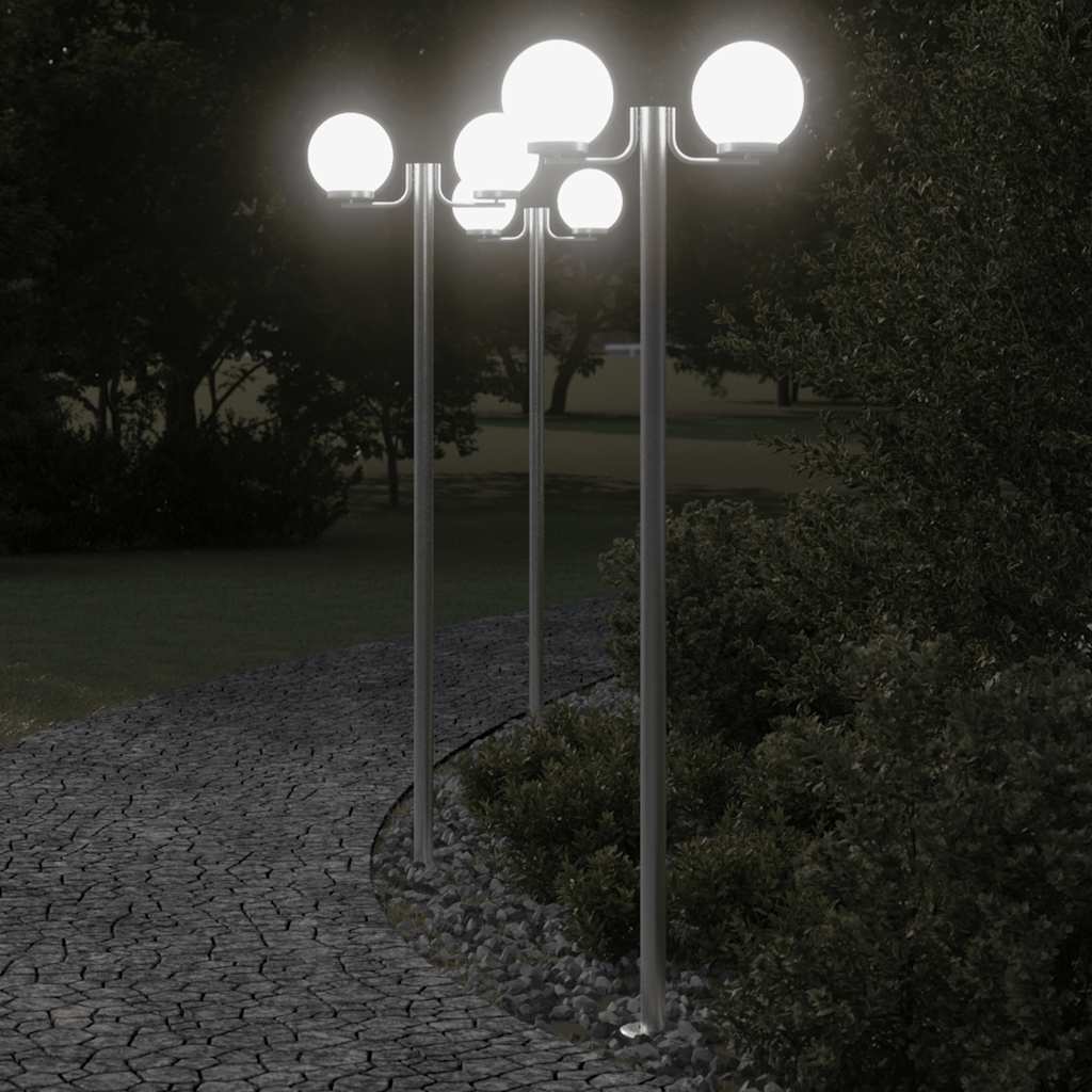 Lampadaires d'extérieur 3 pcs. 215 cm acier inoxydable couleur argent - number 1.