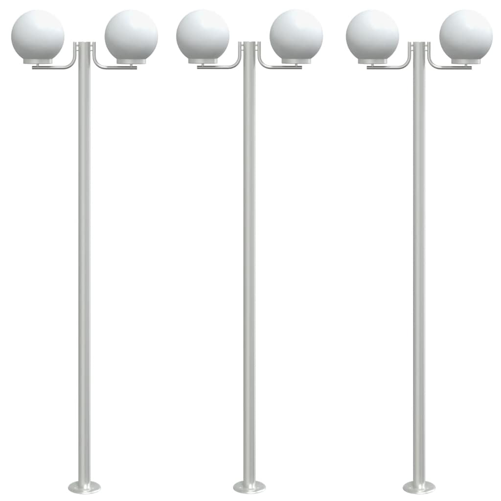 Lampadaires d'extérieur 3 pcs. 215 cm acier inoxydable couleur argent - number 2.