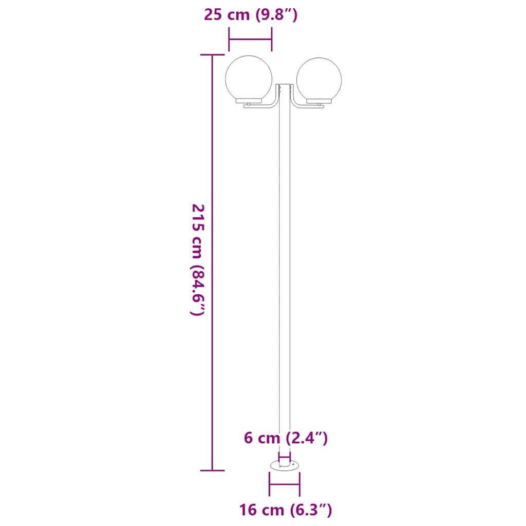 Lampadaires d'extérieur 3 pcs. 215 cm acier inoxydable couleur argent - number 7.