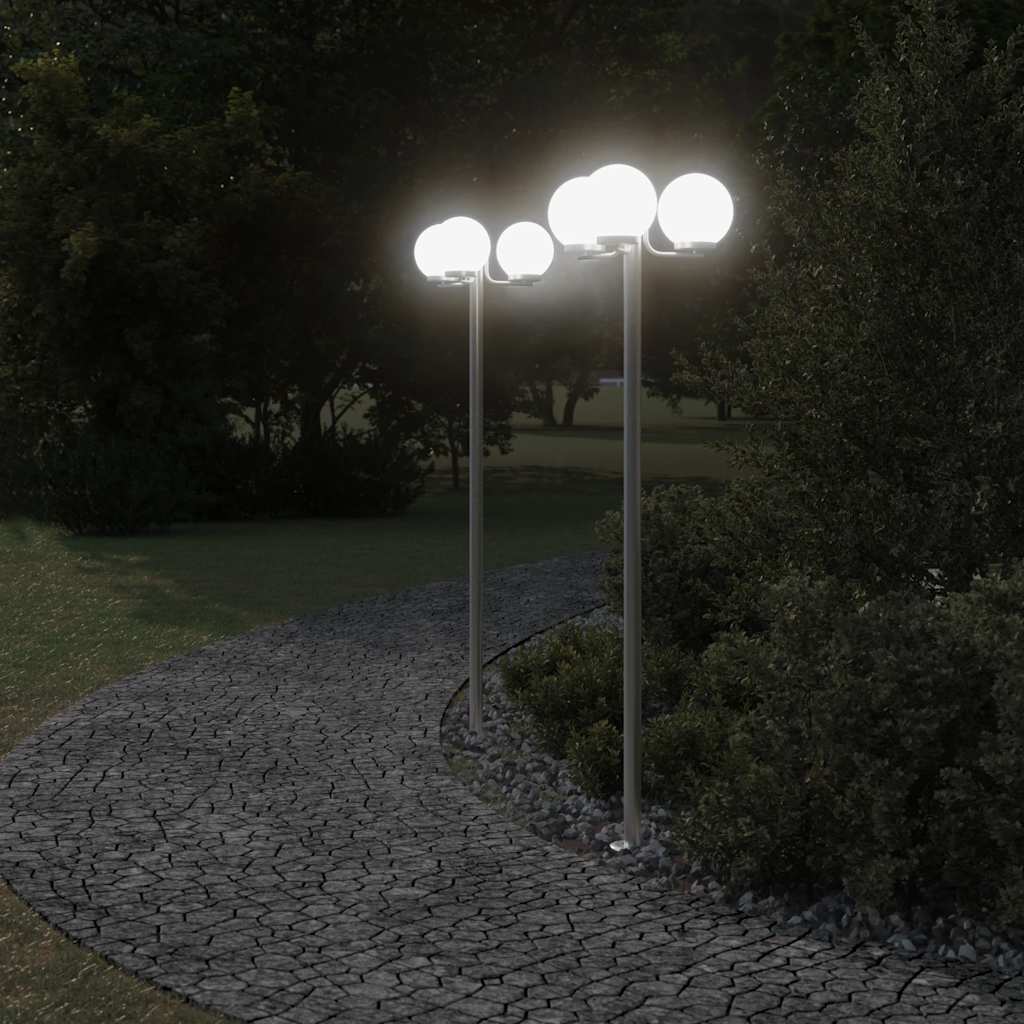 Outdoor floor lamps 3 pcs. 215 cm stainless steel silver colored - number 1.